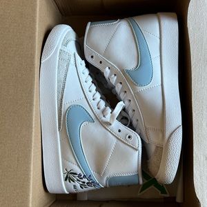 Blue and white customized Nike Blazers